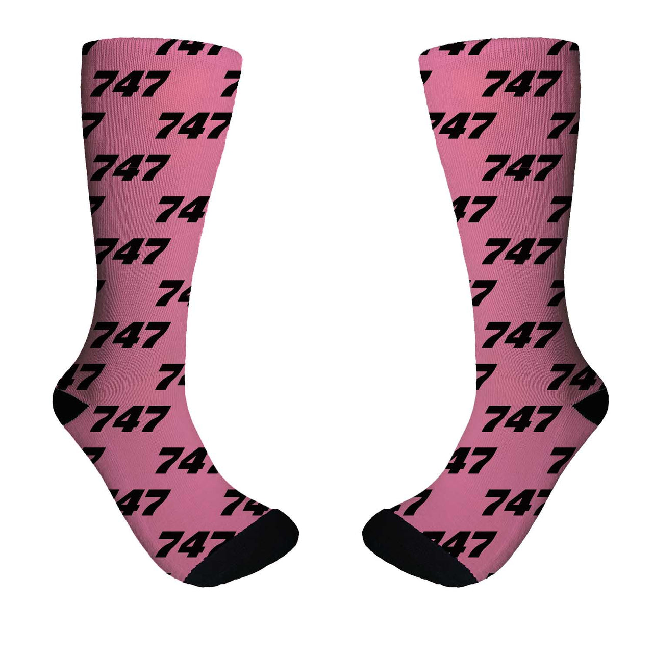 747 Flat Text Designed Socks