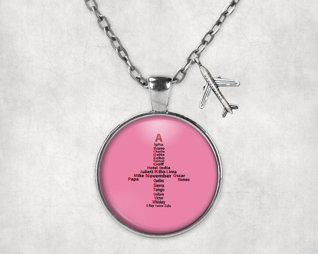 Airplane Shape Aviation Alphabet Designed Necklaces