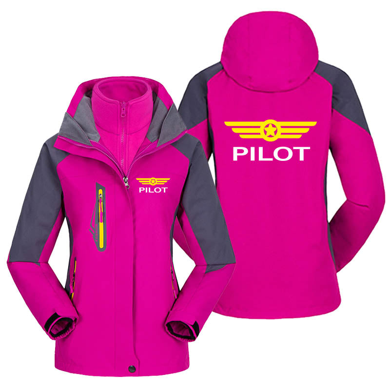 Pilot & Badge Designed Thick "WOMEN" Skiing Jackets