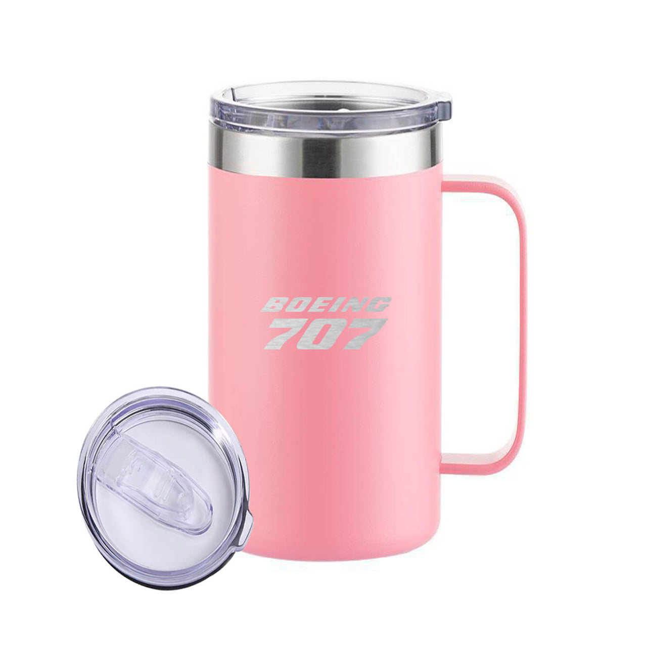 Boeing 707 & Text Designed Stainless Steel Beer Mugs