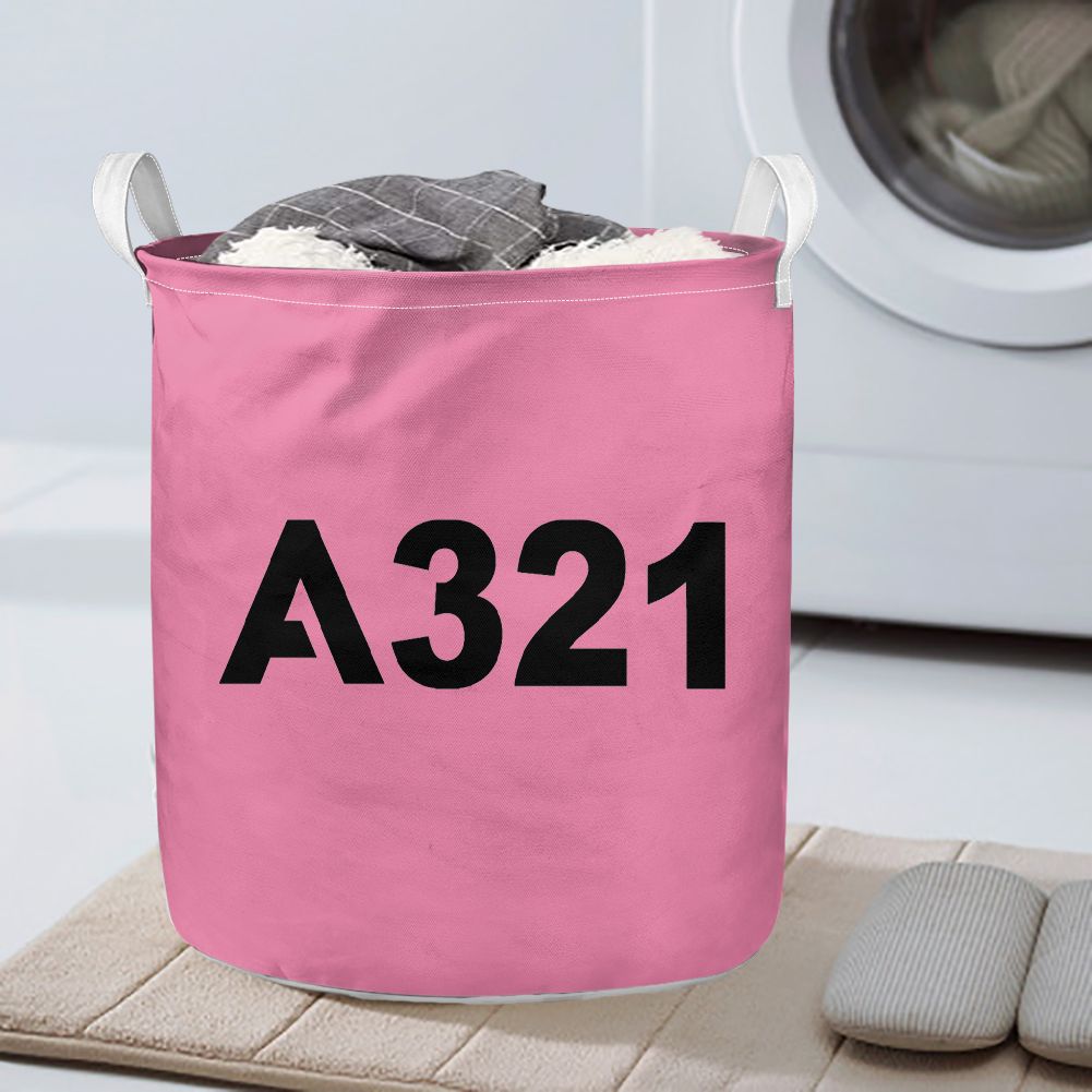 A321 Flat Text Designed Laundry Baskets