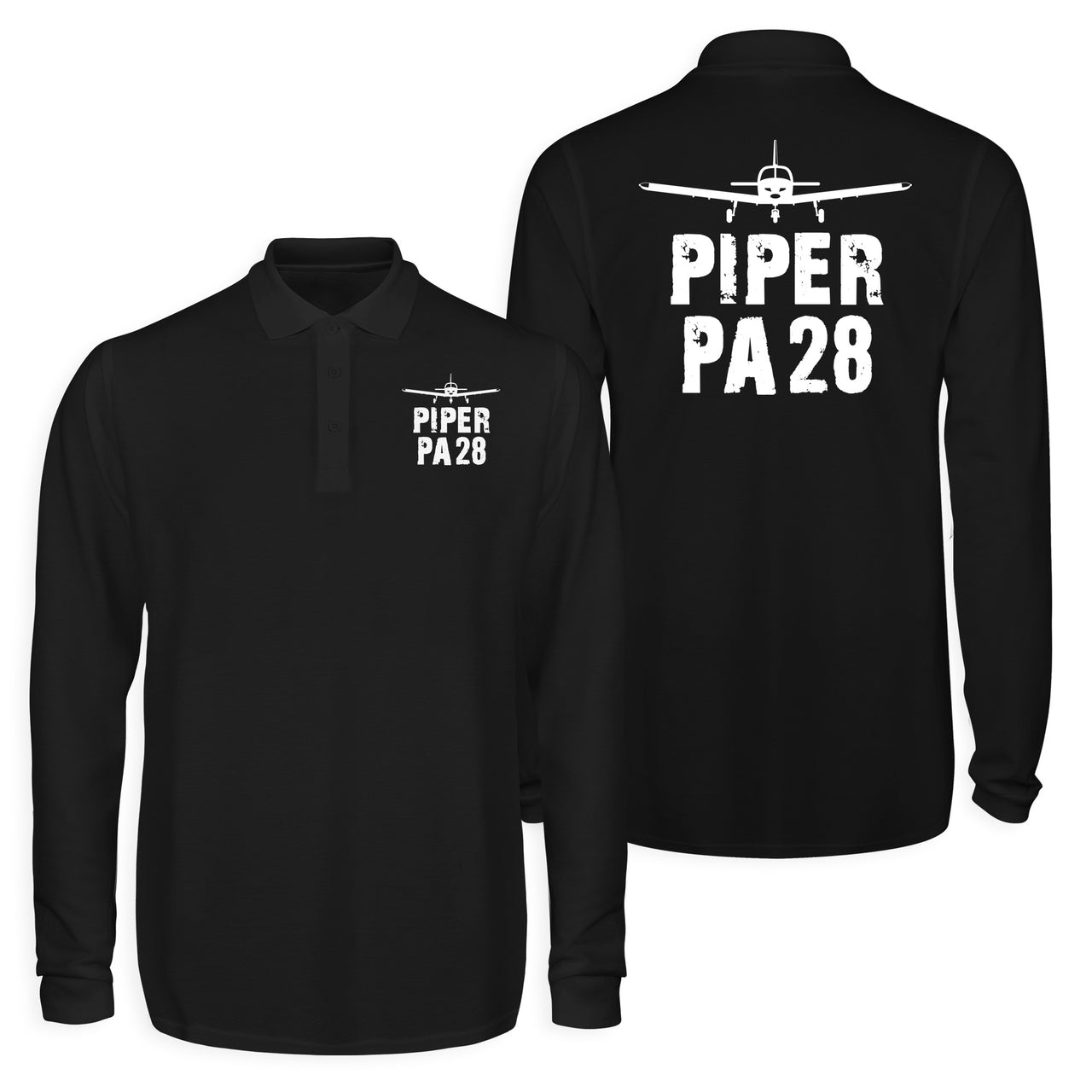 Piper PA28 & Plane Designed Long Sleeve Polo T-Shirts (Double-Side)