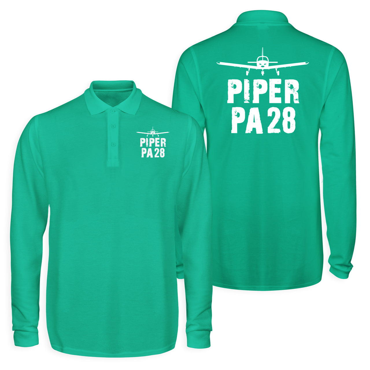 Piper PA28 & Plane Designed Long Sleeve Polo T-Shirts (Double-Side)