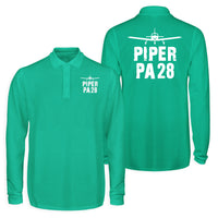 Thumbnail for Piper PA28 & Plane Designed Long Sleeve Polo T-Shirts (Double-Side)