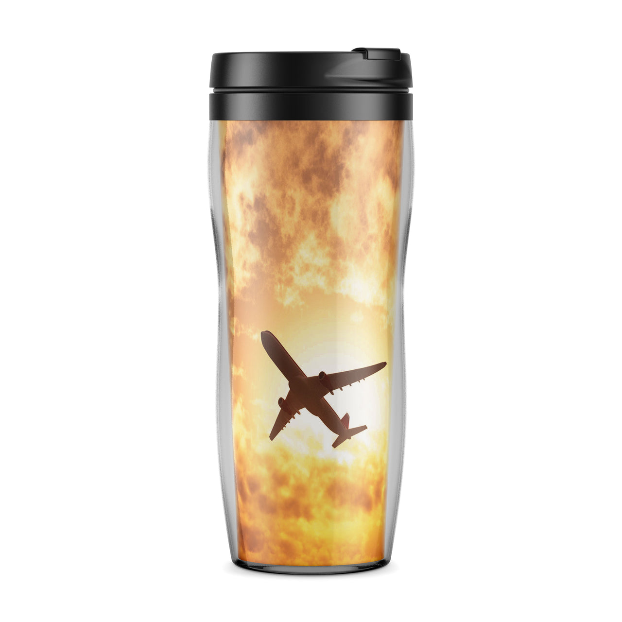 Plane Passing By Designed Travel Mugs