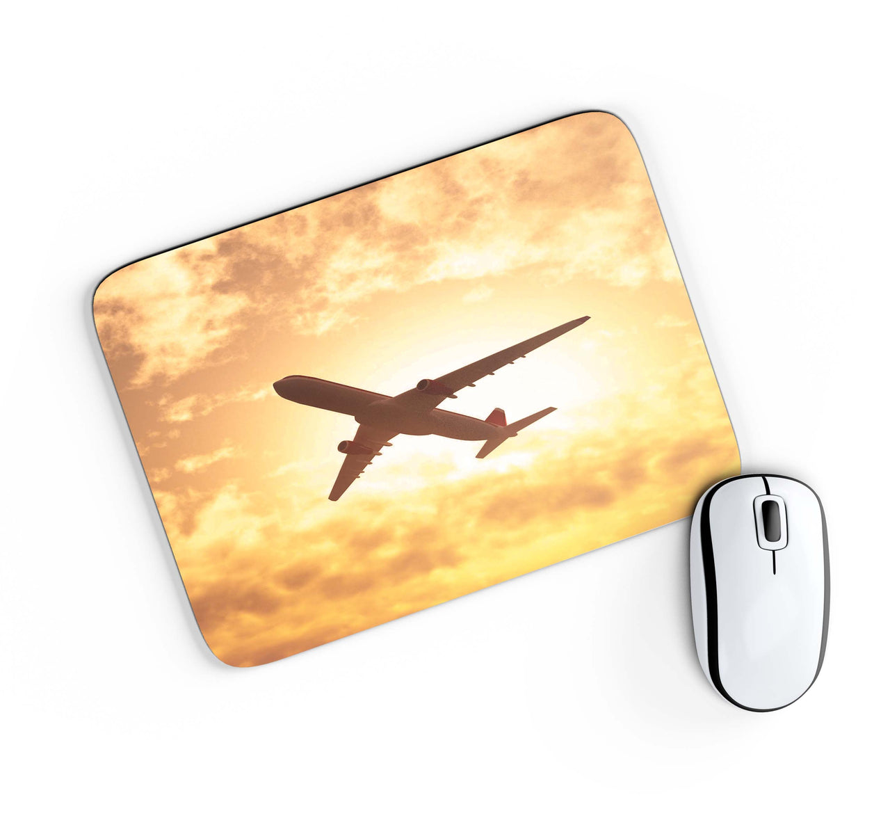 Plane Passing By Designed Mouse Pads