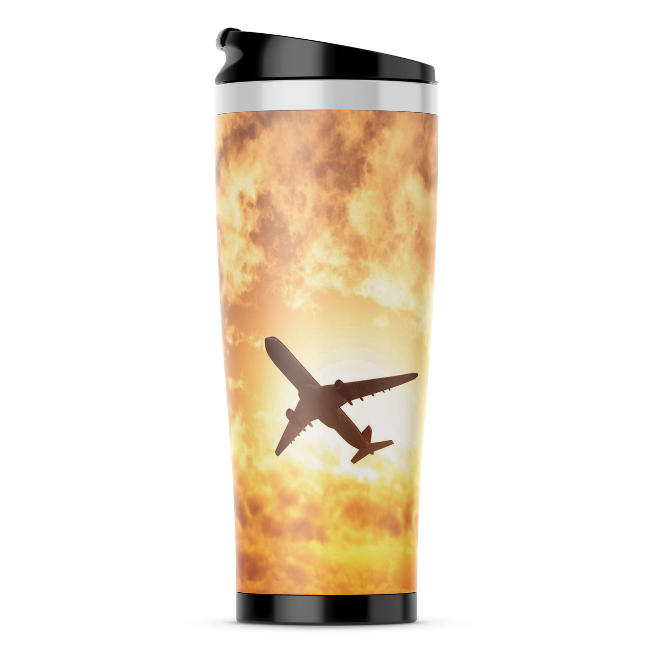 Plane Passing By Designed Travel Mugs