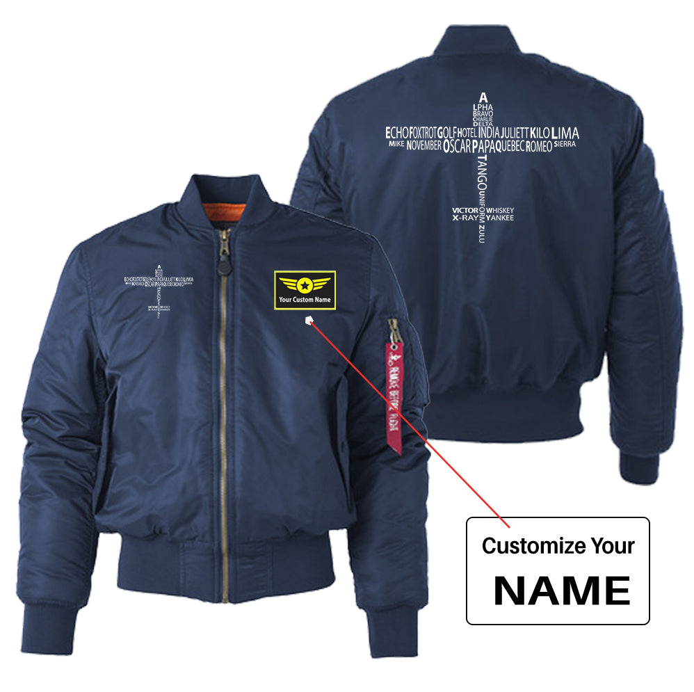 Propeller Shape Aviation Alphabet Designed "Women" Bomber Jackets