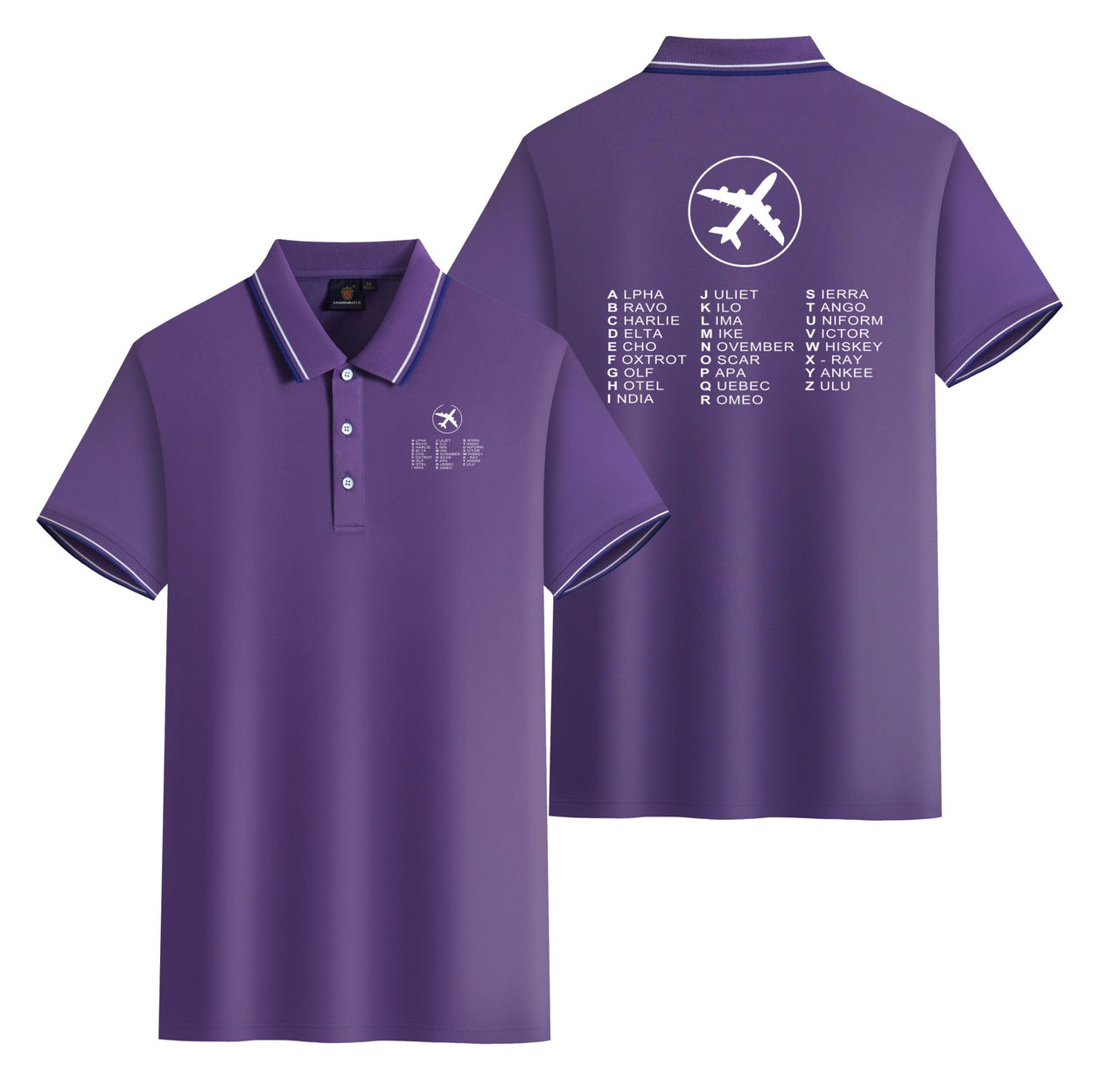 Aviation Alphabet 2 Designed Stylish Polo T-Shirts (Double-Side)