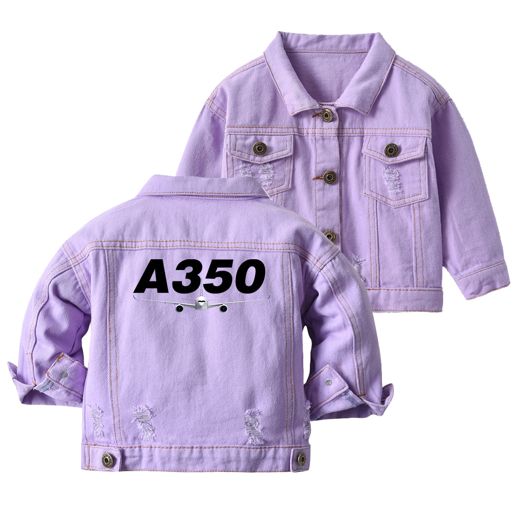 Super Airbus A350 Designed Children Denim Jackets