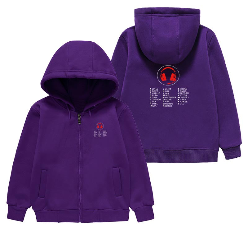 Aviation Alphabet 3 Designed "CHILDREN" Zipped Hoodies