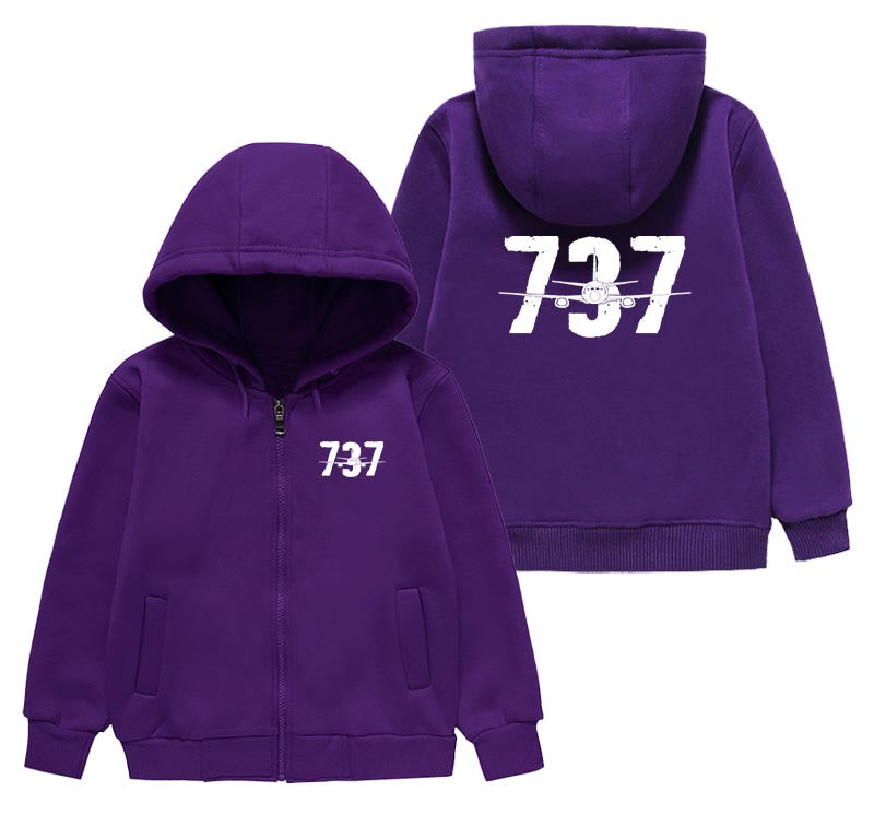 Boeing 737 Designed Designed "CHILDREN" Zipped Hoodies