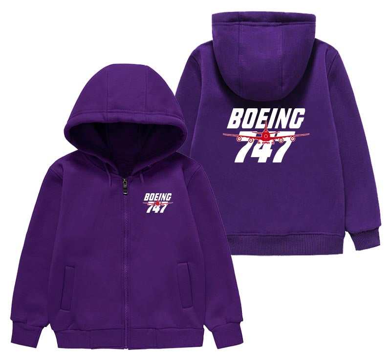 Amazing Boeing 747 Designed "CHILDREN" Zipped Hoodies