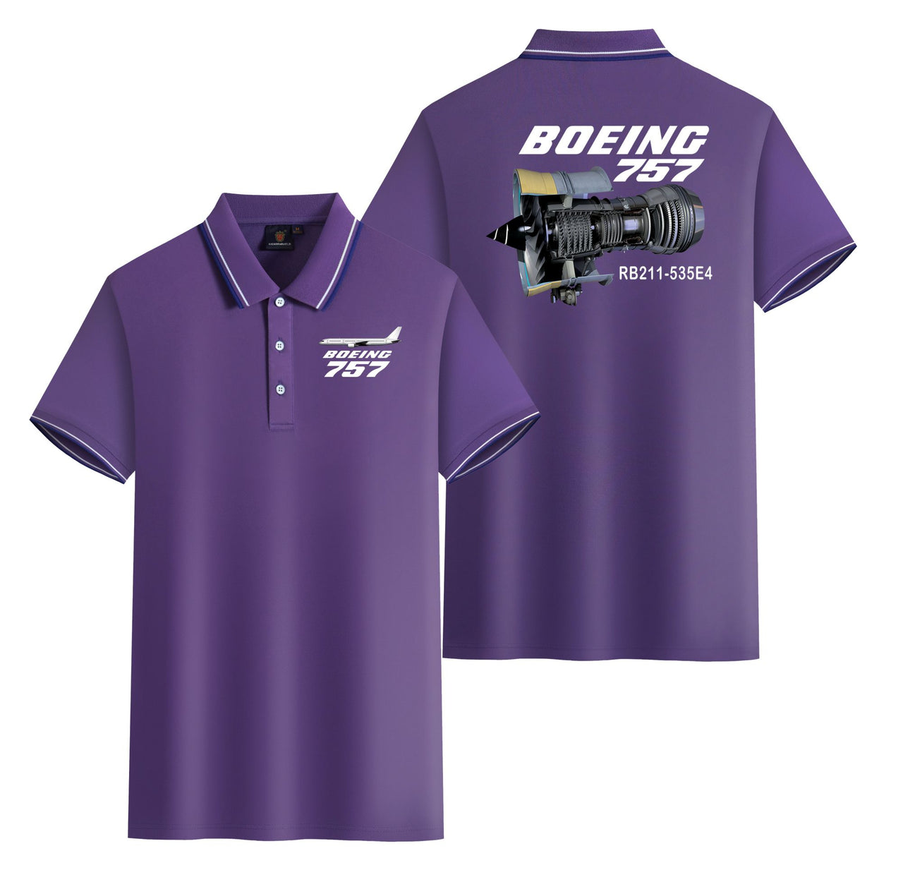 Boeing 757 & Rolls Royce Engine (RB211) Designed Stylish Polo T-Shirts (Double-Side)