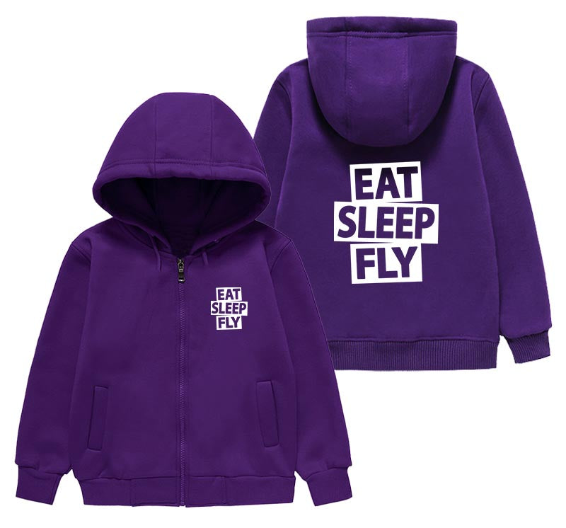 Eat Sleep Fly Designed "CHILDREN" Zipped Hoodies