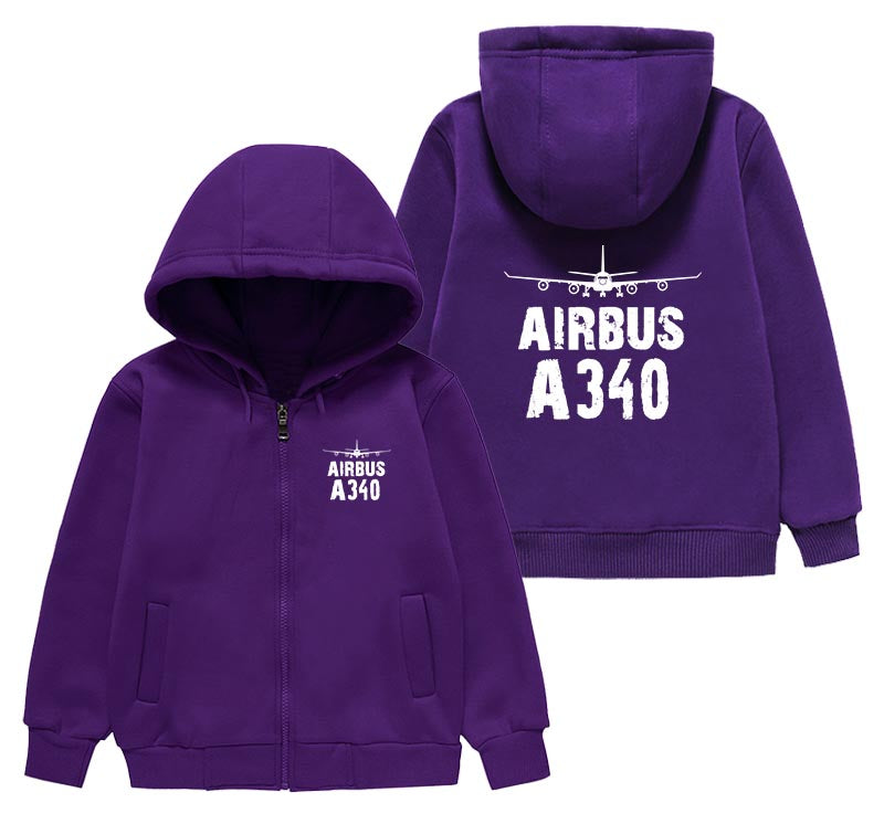 Airbus A340 & Plane Designed "CHILDREN" Zipped Hoodies