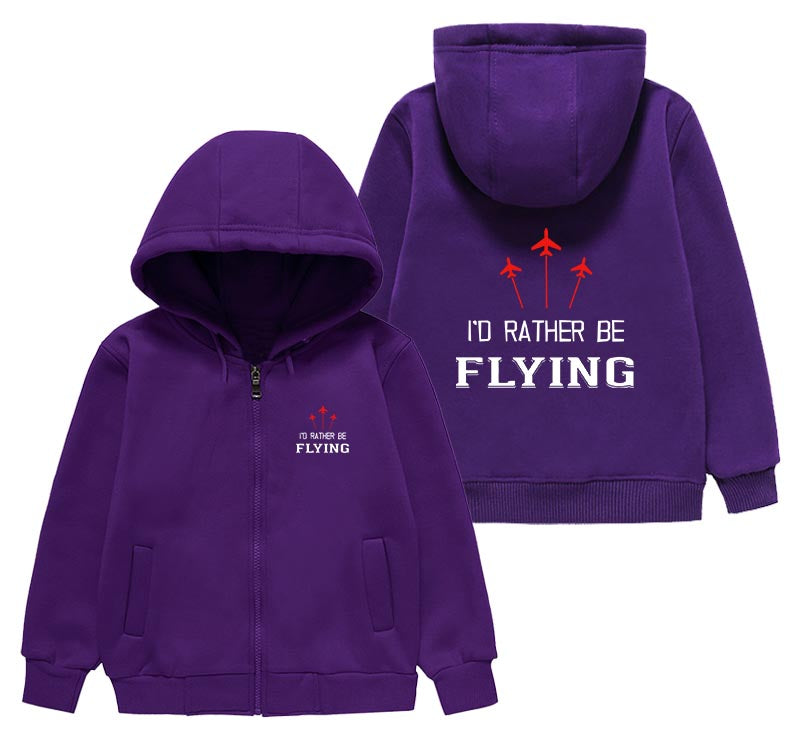 I'D Rather Be Flying Designed "CHILDREN" Zipped Hoodies