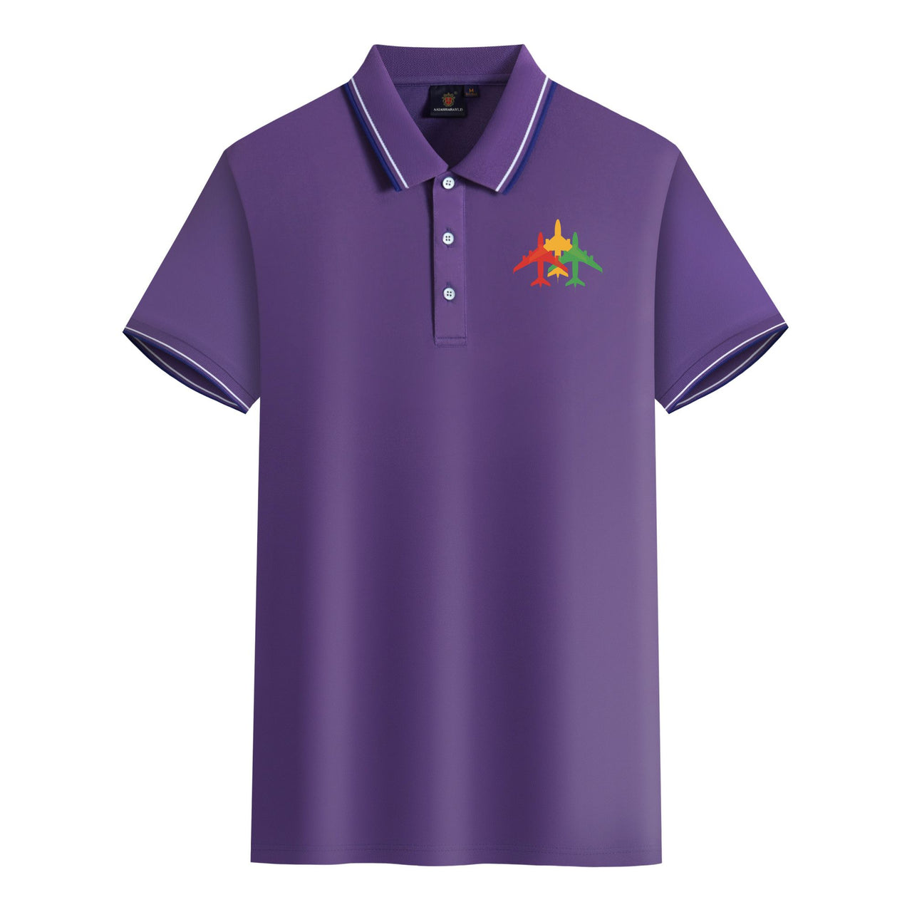 Colourful 3 Airplanes Designed Stylish Polo T-Shirts