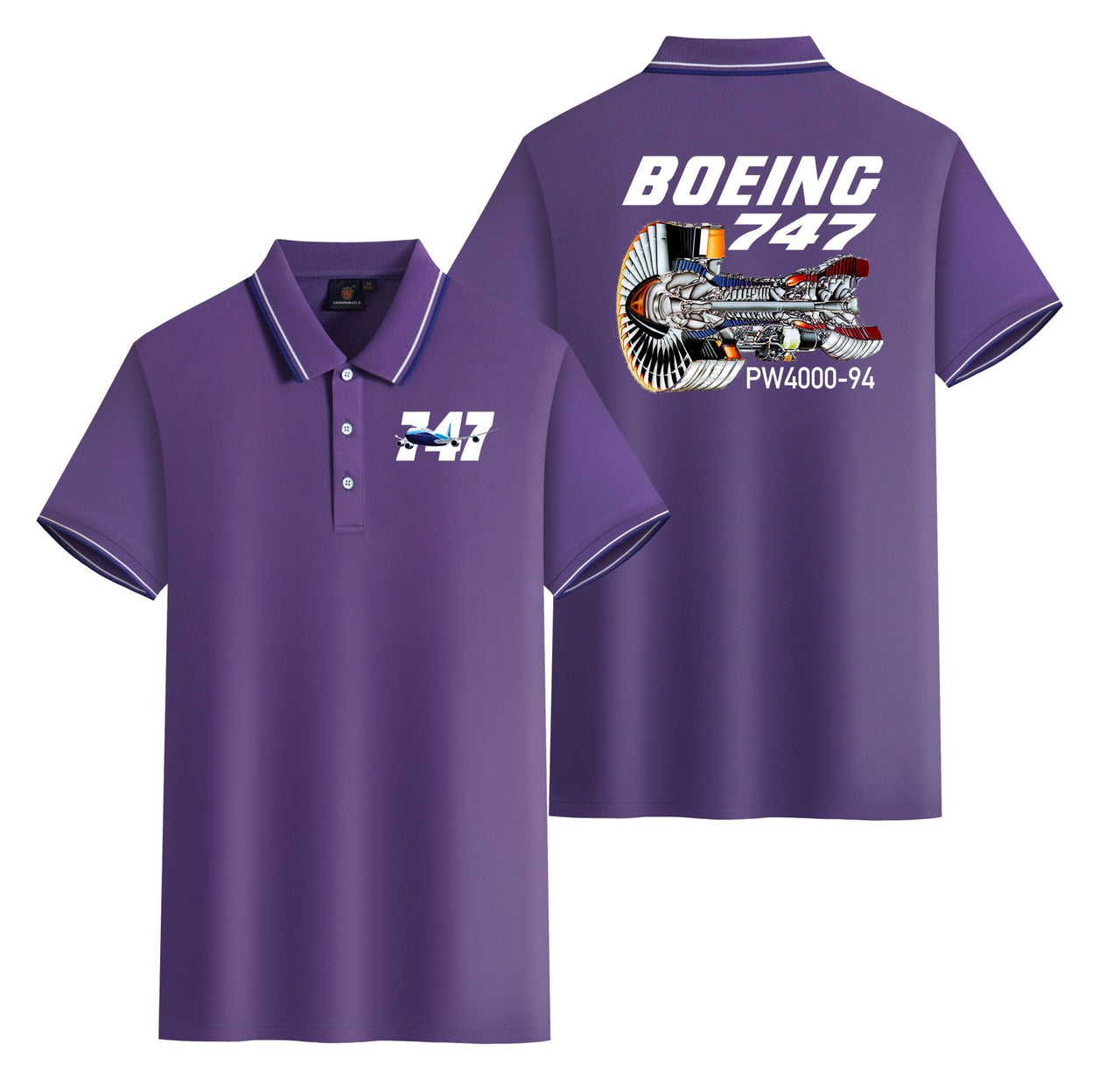 Boeing 747 & PW4000-94 Engine Designed Stylish Polo T-Shirts (Double-Side)