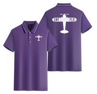 Thumbnail for Eat Sleep Fly & Propeller Designed Stylish Polo T-Shirts (Double-Side)