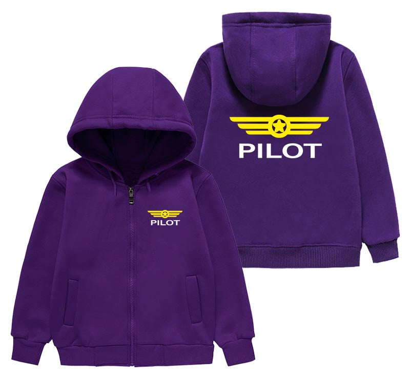 Pilot & Badge Designed "CHILDREN" Zipped Hoodies