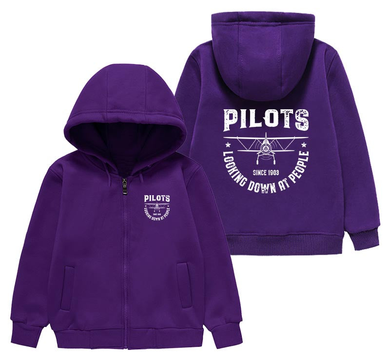 Pilots Looking Down at People Since 1903 Designed "CHILDREN" Zipped Hoodies