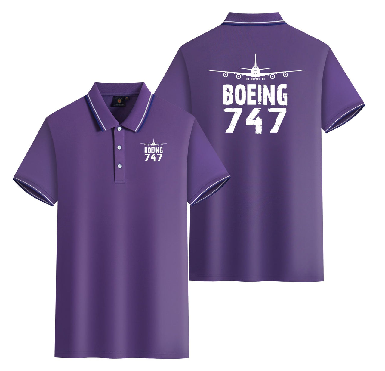 Boeing 747 & Plane Designed Stylish Polo T-Shirts (Double-Side)