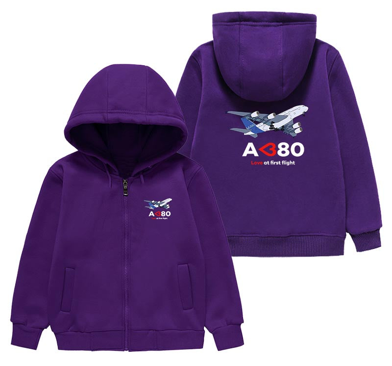 Airbus A380 Love at first flight Designed "CHILDREN" Zipped Hoodies