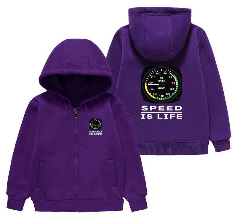 Speed Is Life Designed "CHILDREN" Zipped Hoodies