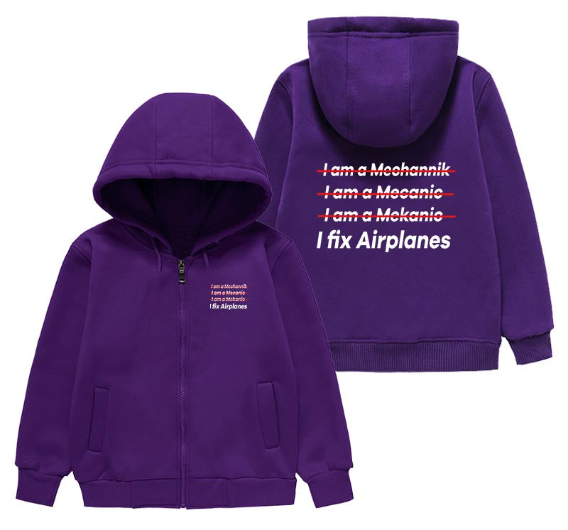 I Fix Airplanes Designed "CHILDREN" Zipped Hoodies