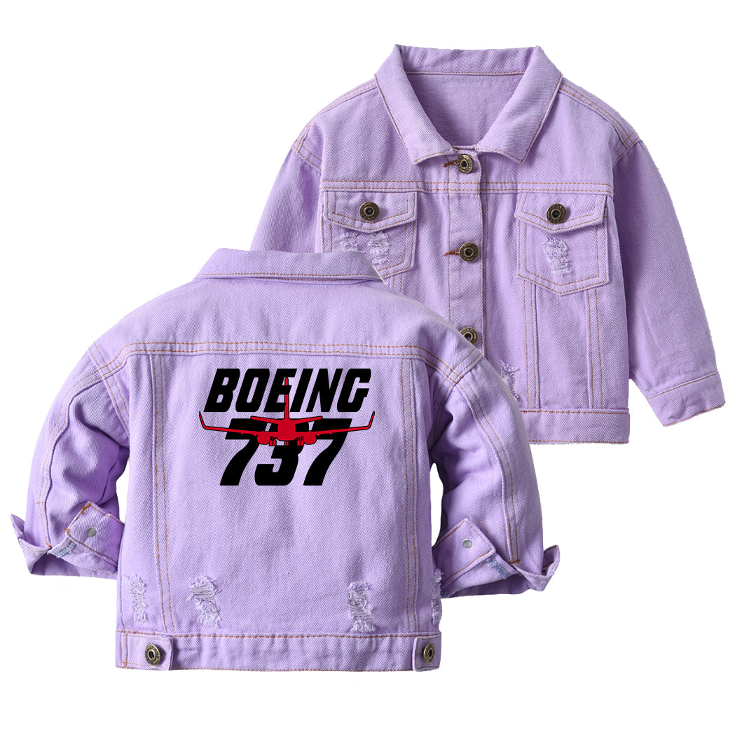 Amazing Boeing 737 Designed Children Denim Jackets