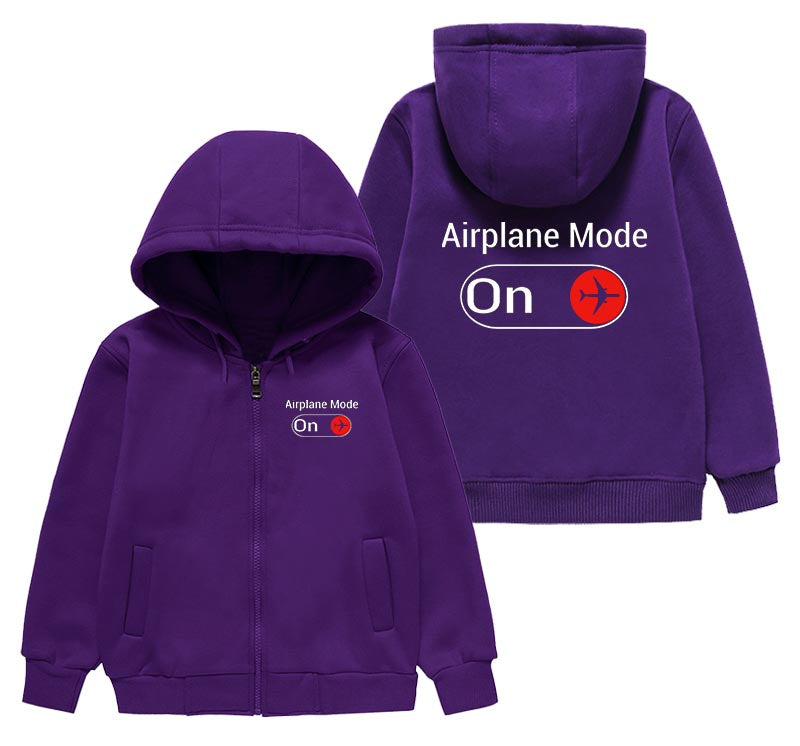 Airplane Mode On Designed "CHILDREN" Zipped Hoodies