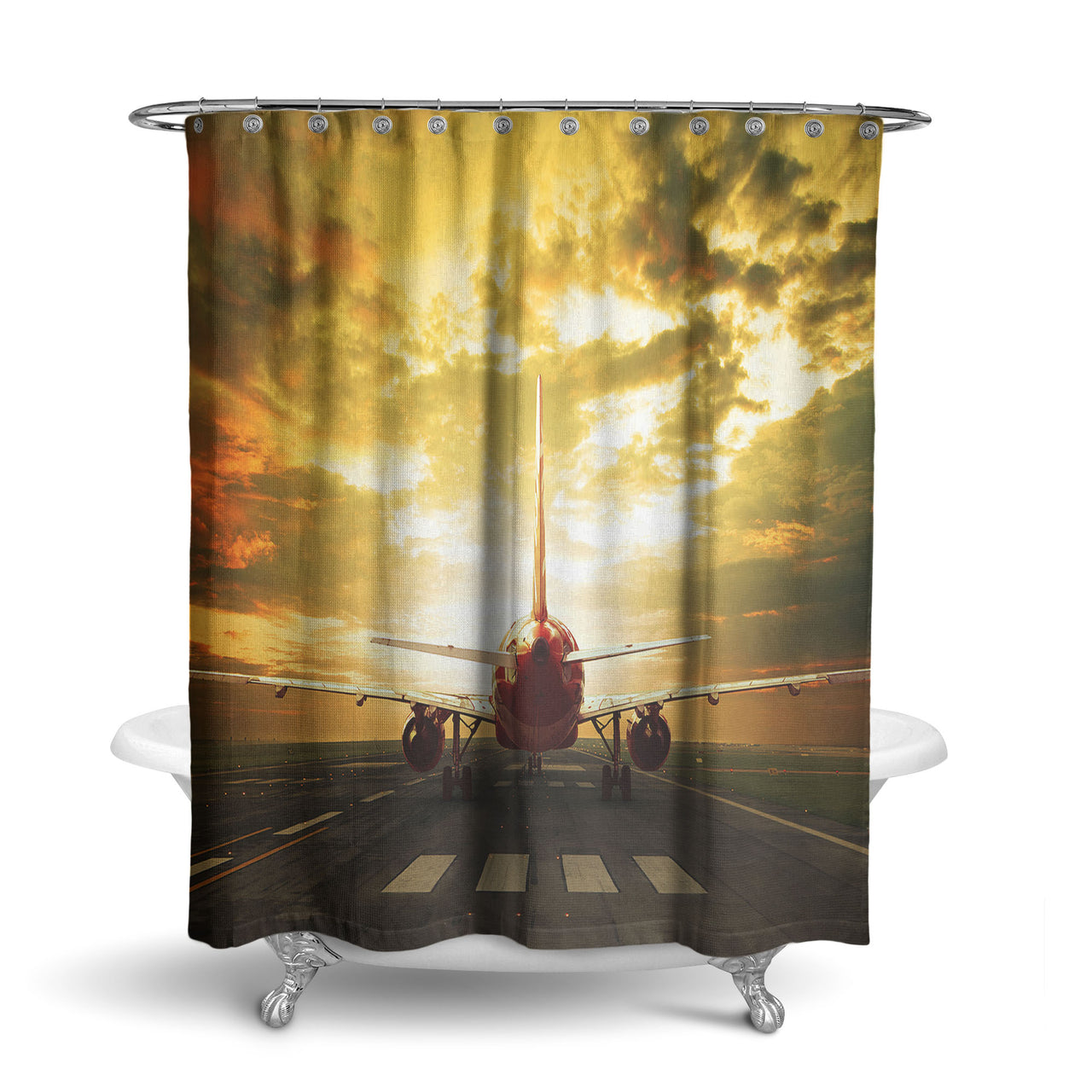 Ready for Departure Passanger Jet Designed Shower Curtains