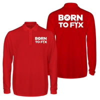 Thumbnail for Born To Fix Airplanes Designed Long Sleeve Polo T-Shirts (Double-Side)