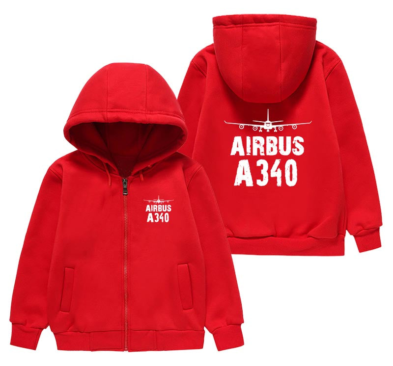 Airbus A340 & Plane Designed "CHILDREN" Zipped Hoodies