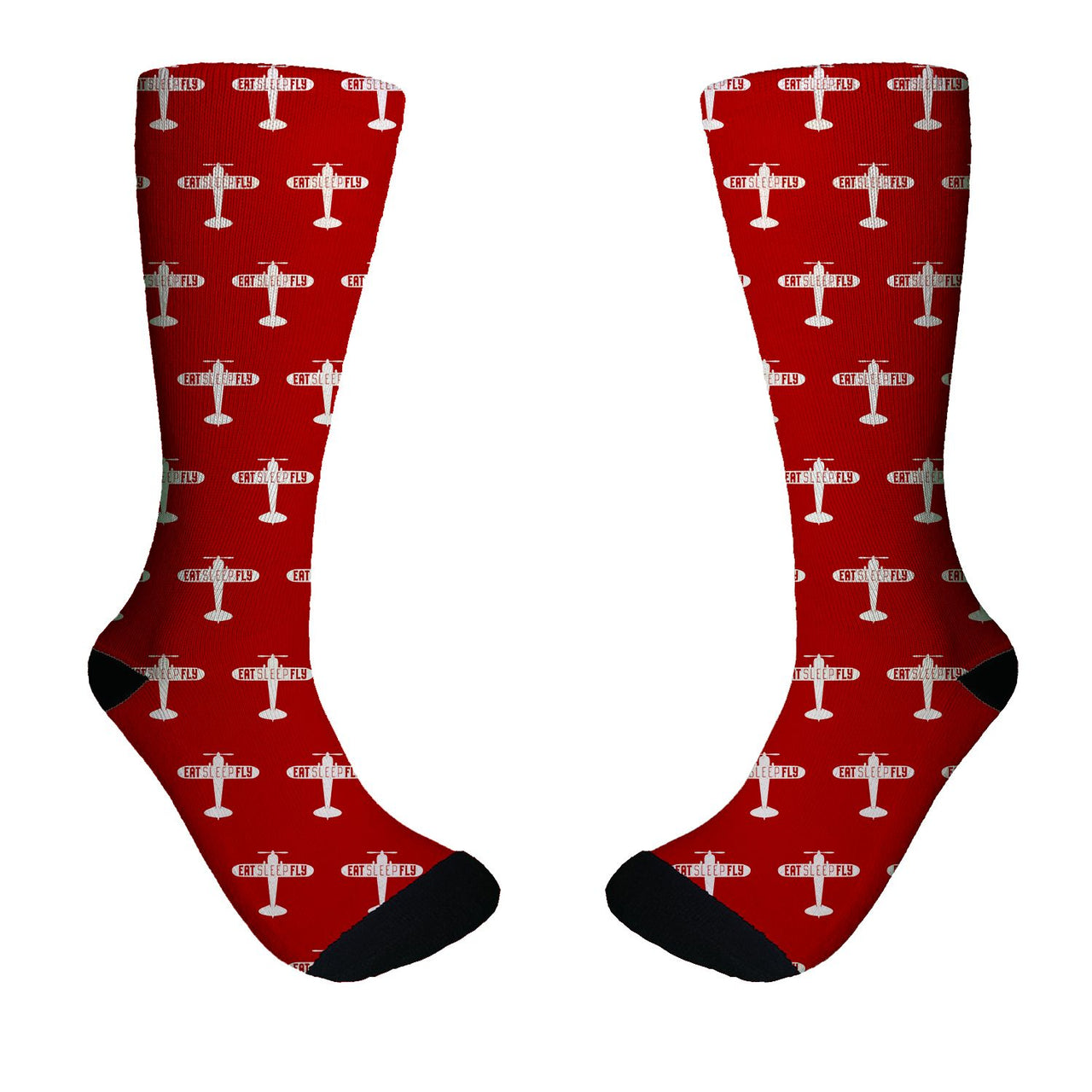 Eat Sleep Fly & Propeller Designed Socks