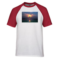 Thumbnail for Super Airbus A380 Landing During Sunset Designed Raglan T-Shirts