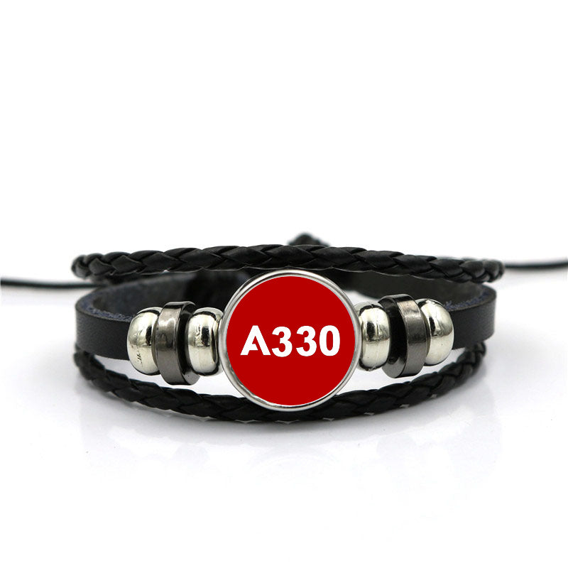 A330 Flat Text Designed Leather Bracelets