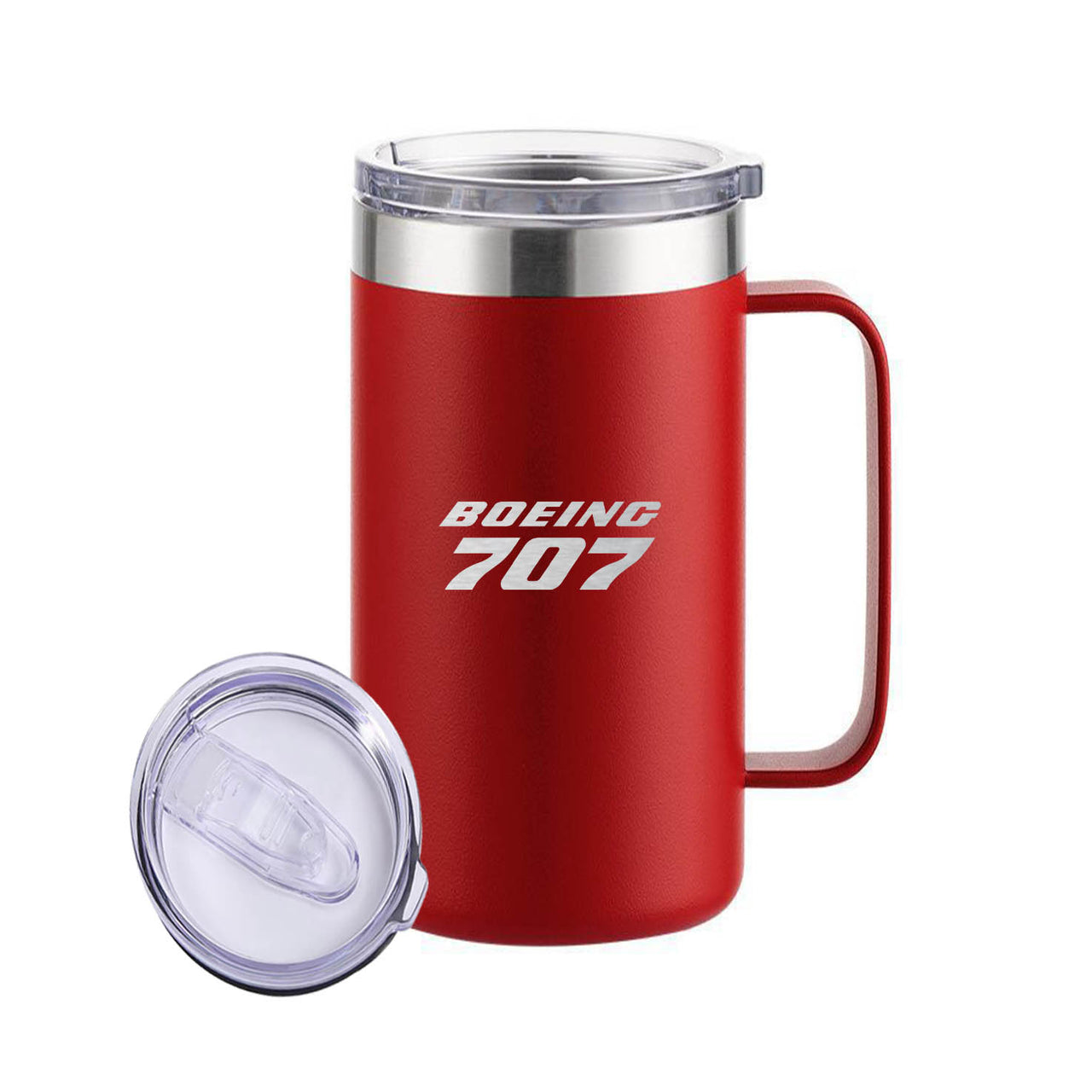 Boeing 707 & Text Designed Stainless Steel Beer Mugs