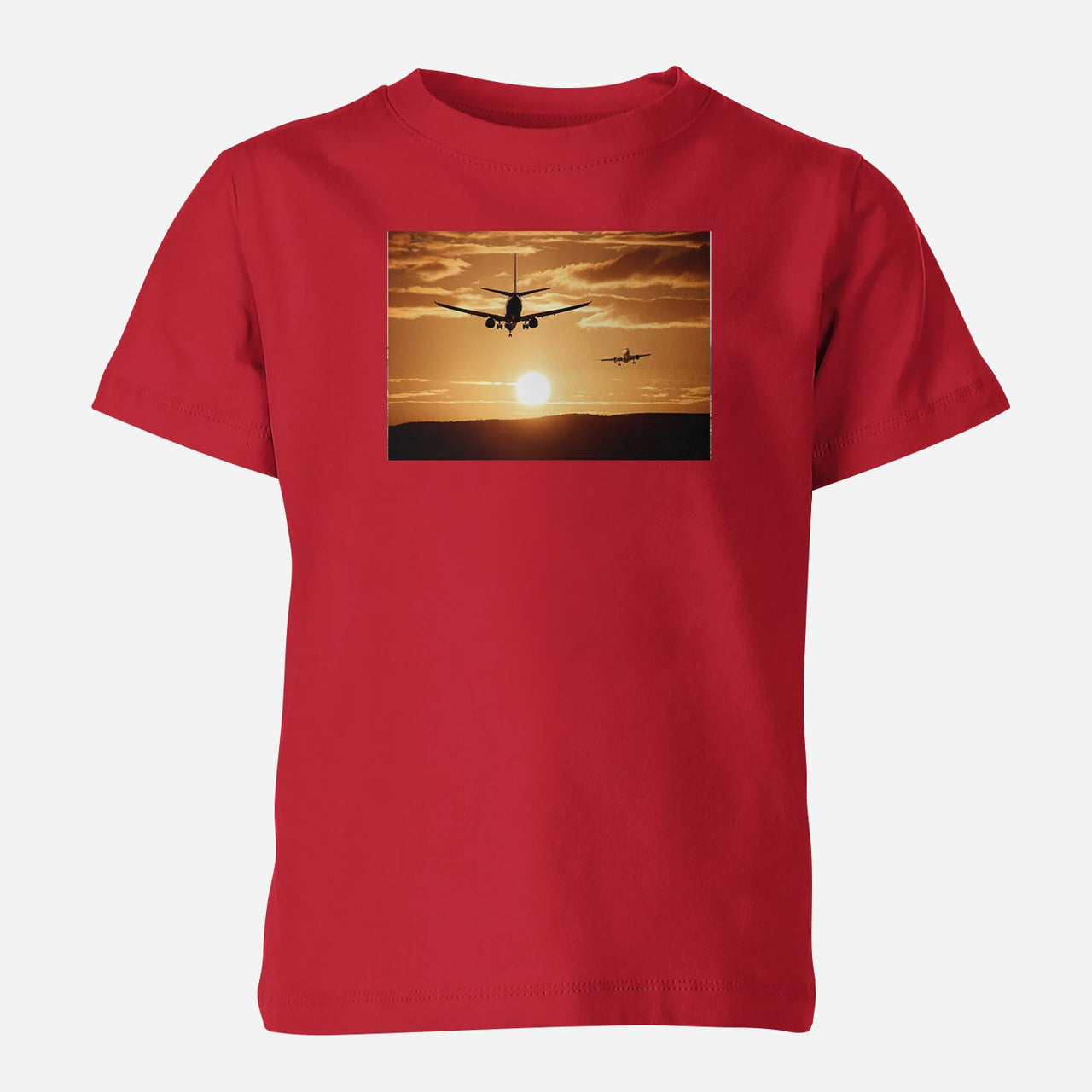 Two Aeroplanes During Sunset Designed Children T-Shirts