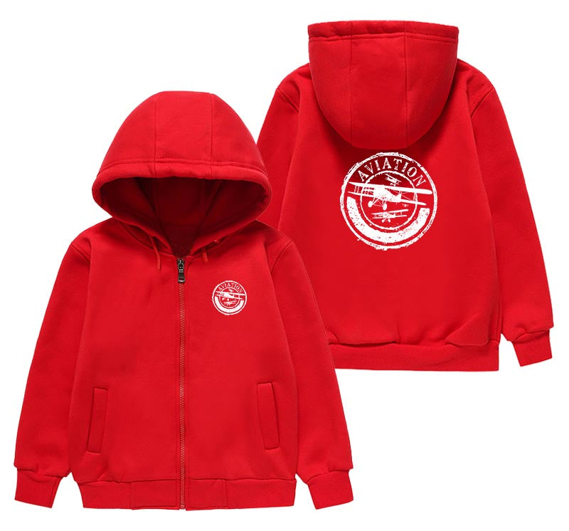 Aviation Lovers Designed "CHILDREN" Zipped Hoodies