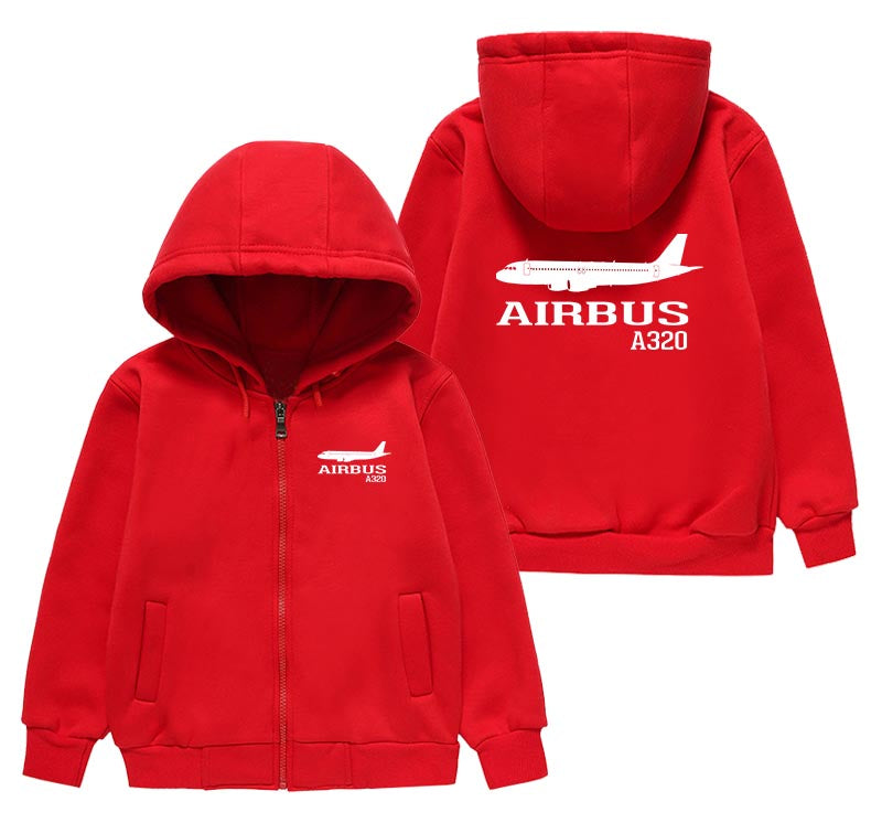 Airbus A320 Printed Designed "CHILDREN" Zipped Hoodies