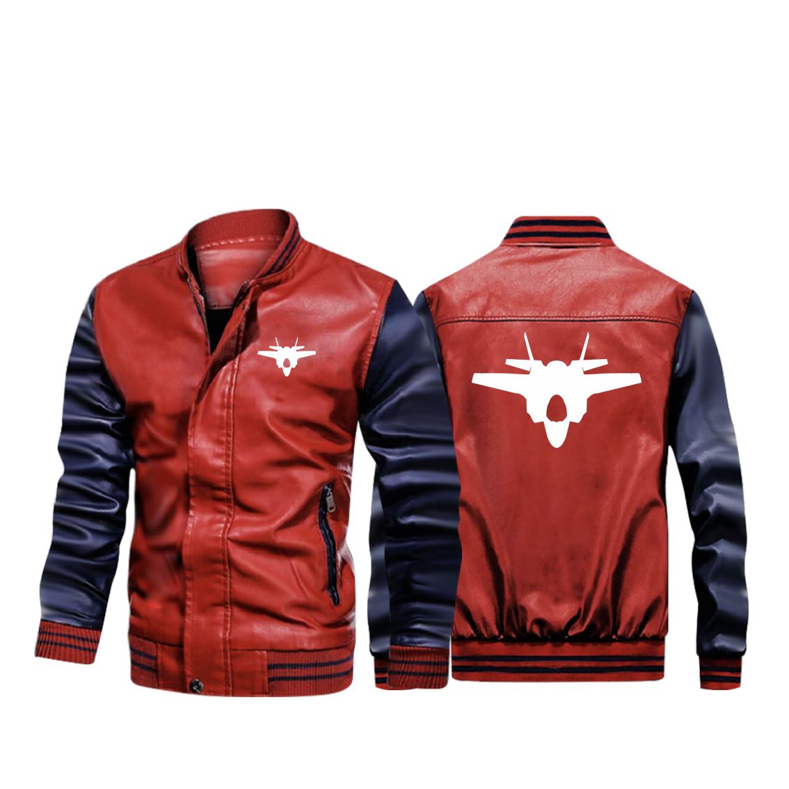 Lockheed Martin F-35 Lightning II Silhouette Designed Stylish Leather Bomber Jackets