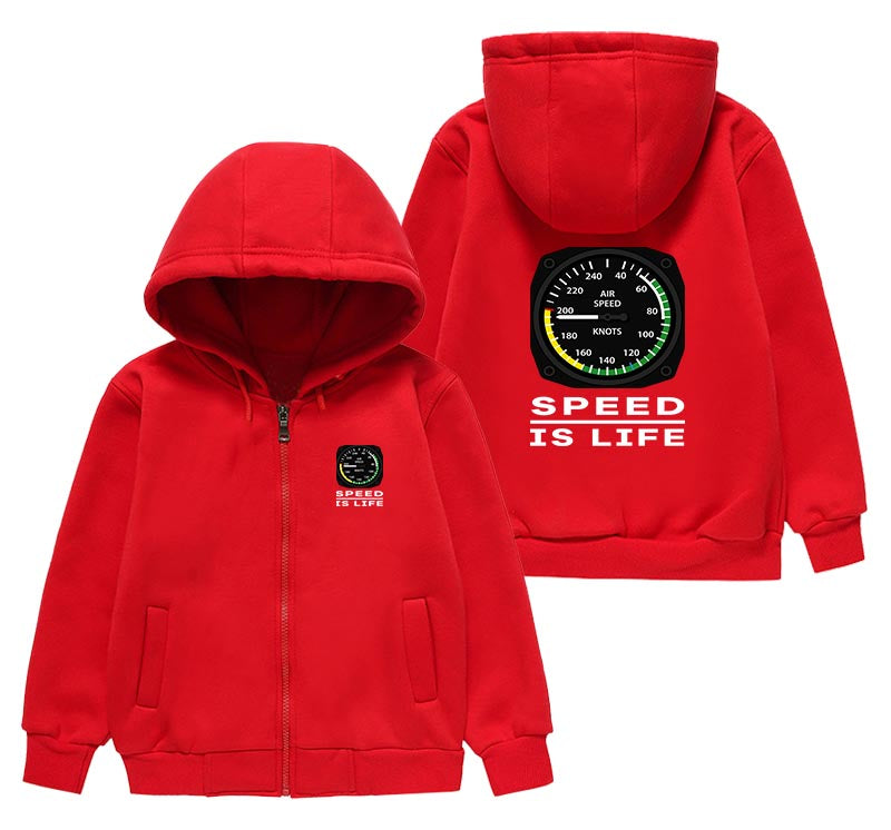 Speed Is Life Designed "CHILDREN" Zipped Hoodies