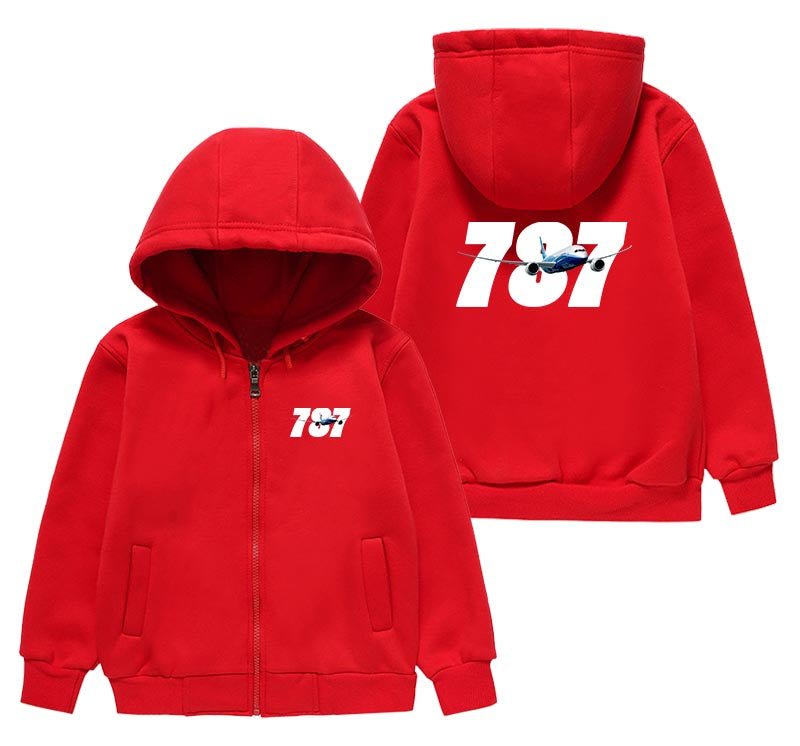 Super Boeing 787 Designed "CHILDREN" Zipped Hoodies