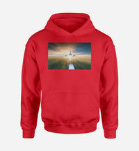 Thumbnail for Airplane Flying Over Runway Designed Hoodies