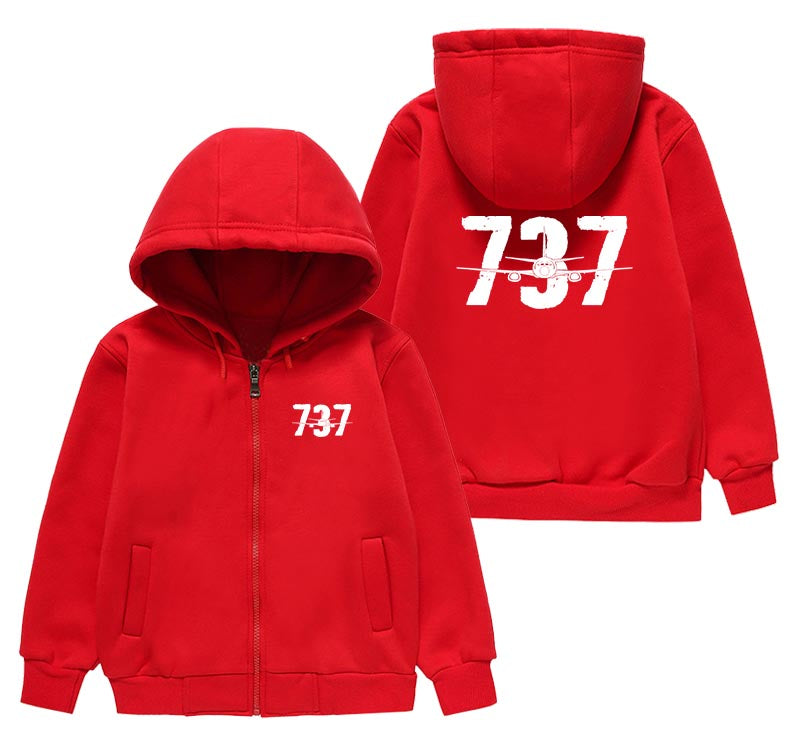 Boeing 737 Designed Designed "CHILDREN" Zipped Hoodies