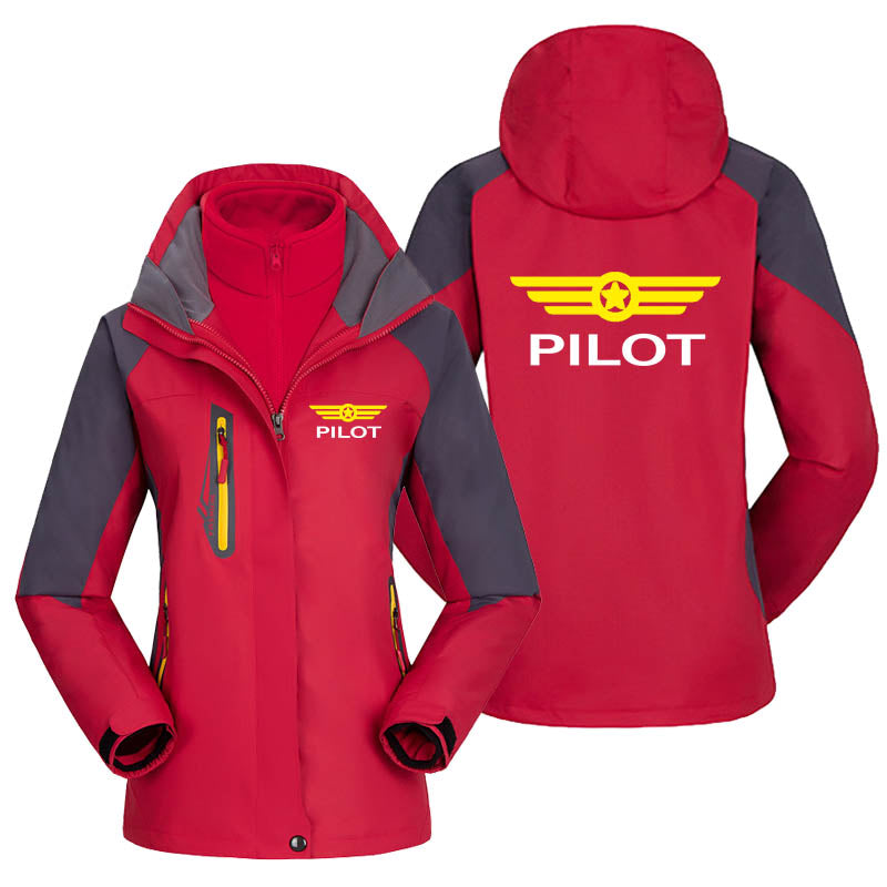 Pilot & Badge Designed Thick "WOMEN" Skiing Jackets