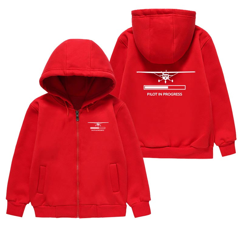 Pilot In Progress (Cessna) Designed "CHILDREN" Zipped Hoodies