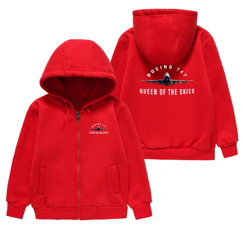 Boeing 747 Queen of the Skies Designed "CHILDREN" Zipped Hoodies